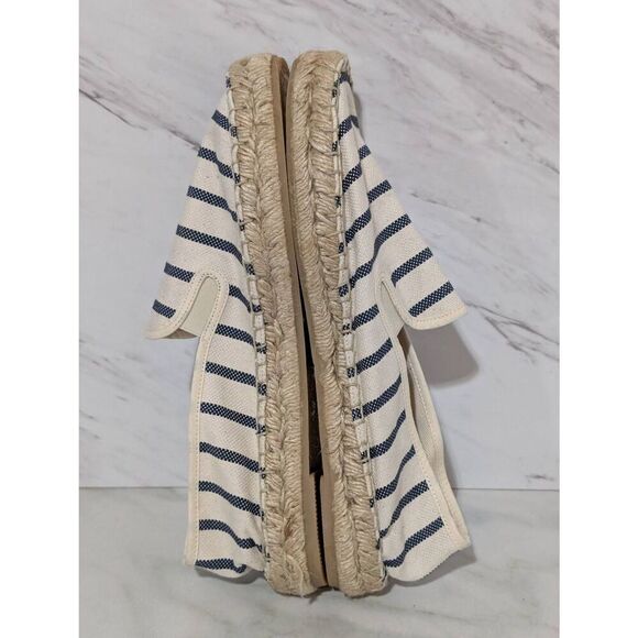 J. Crew Women's Blue & White Striped Canvas Loader Rope Sole Flat Shoes Size 8 - Picture 3 of 6